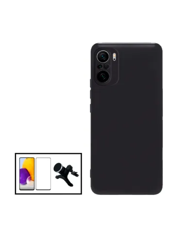 Kit Vidro Premium Full Cover + Capa Silicone Líquido + Suporte Magnético Reforçado para Xiaomi 11T