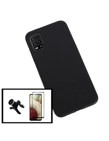 Kit Vidro Premium Full Cover + Capa Silicone Líquido + Suporte Magnético Reforçado para Xiaomi Mi 10 Lite 5G