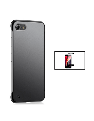 Kit Película de Vidro Temperado 5D Full Cover + Capa Invisible Bumper para Apple iPhone SE 2022 - Transparente/Preto