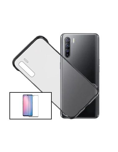 Kit Película de Vidro Temperado 5D Full Cover + Capa Invisible Bumper para Oppo Reno3