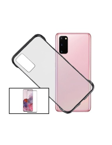 Kit Película de Vidro Temperado 5D Full Cover + Capa Invisible Bumper para Samsung Galaxy S20