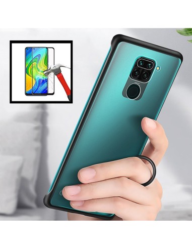 Kit Película de Vidro Temperado 5D Full Cover + Capa Invisible Bumper para Xiaomi Redmi Note 9