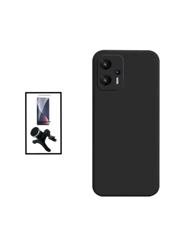 Kit Vidro Premium Full Cover + Capa Silicone Líquido + Suporte Magnético Reforçado para Xiaomi Redmi Note 11T Pro - Preto