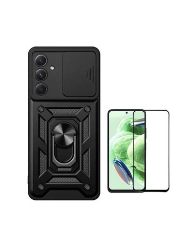 Kit Película de Vidro Temperado 5D Full Cover + Capa Magnetic Military Defender Slide Window Anti-Impacto Phonecare para Samsung