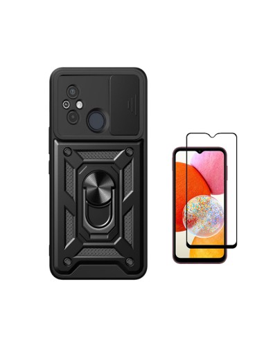 Kit Película de Vidro Temperado 5D Full Cover + Capa Magnetic Military Defender Slide Window Anti-Impacto Phonecare para Xiaomi 