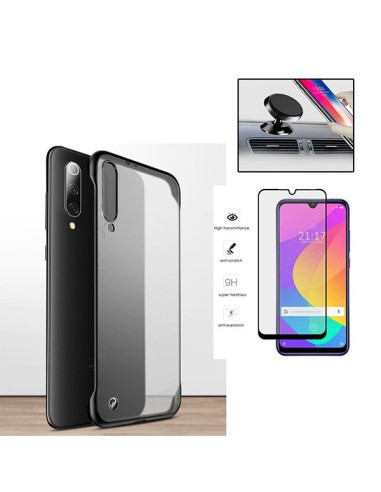 Kit Película de Vidro Temperado 5D Full Cover + Capa Naked Bumper + Suporte Magnético de Carro para Xiaomi Mi 9