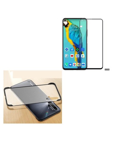 Kit Película de Vidro Temperado 5D Full Cover + Capa Naked Bumper para Huawei Honor 20