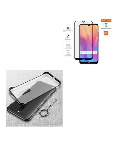 Kit Película de Vidro Temperado 5D Full Cover + Capa Naked Bumper para Xiaomi Redmi 8