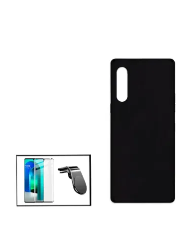 Kit Vidro Premium Full Cover + Capa Silicone Líquido + Suporte Magnético L para LG Velvet