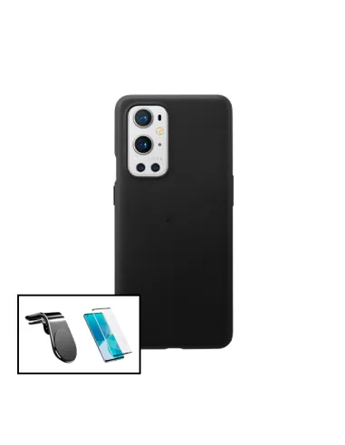 Kit Vidro Premium Full Cover + Capa Silicone Líquido + Suporte Magnético L para OnePlus 9 Pro