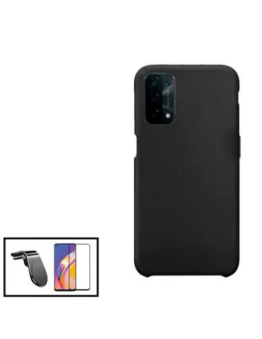 Kit Vidro Premium Full Cover + Capa Silicone Líquido + Suporte Magnético L para Oppo A54 5G