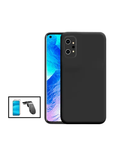 Kit Vidro Premium Full Cover + Capa Silicone Líquido + Suporte Magnético L para Realme GT Neo2