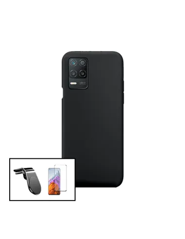 Kit Vidro Premium Full Cover + Capa Silicone Líquido + Suporte Magnético L para Realme Narzo 30 5G