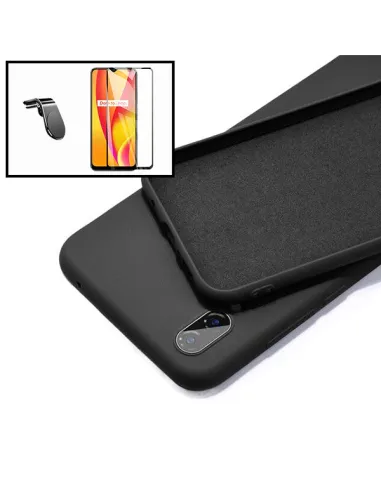 Kit Vidro Premium Full Cover + Capa Silicone Líquido + Suporte Magnético L para Samsung Galaxy A02