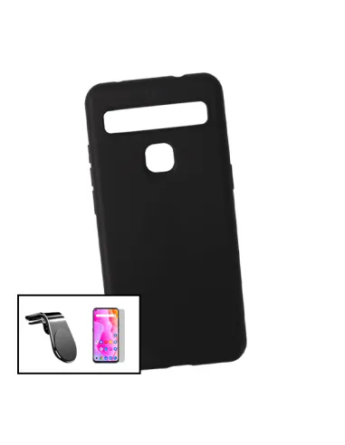 Kit Vidro Premium Full Cover + Capa Silicone Líquido + Suporte Magnético L para TCL 10L