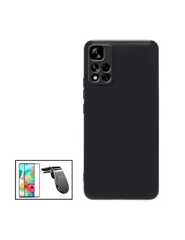 Kit Vidro Premium Full Cover + Capa Silicone Líquido + Suporte Magnético L para Xiaomi 11i