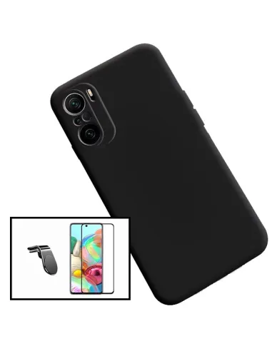 Kit Vidro Premium Full Cover + Capa Silicone Líquido + Suporte Magnético L para Xiaomi Mi 11i