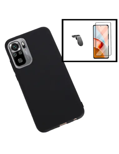 Kit Vidro Premium Full Cover + Capa Silicone Líquido + Suporte Magnético L para Xiaomi Poco M3 Pro