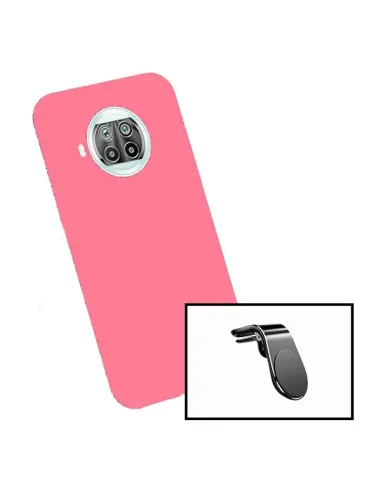 Kit Vidro Premium Full Cover + Capa Silicone Líquido + Suporte Magnético L para Xiaomi Poco X3 Pro - Rosa