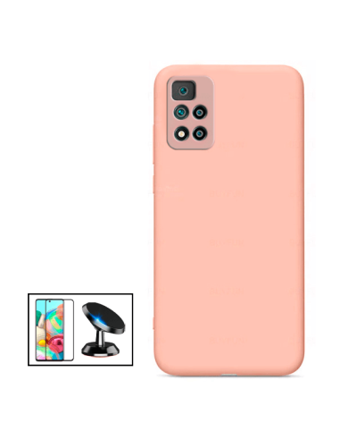 Kit Película de Vidro Temperado 5D Full Cover + Capa Silicone Líquido + Suporte Magnético de Carro para Xiaomi Redmi Note 11 Pro