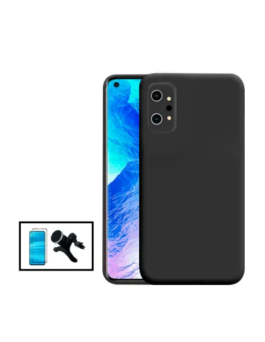 Kit Vidro Premium Full Cover + Capa Silicone Líquido + Suporte Magnético Reforçado para Realme GT Neo2