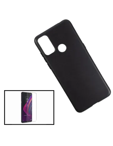 Kit Vidro Premium Full Cover + Capa Silicone Líquido para Alcatel 3L (2021)