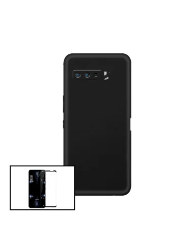 Kit Vidro Premium Full Cover + Capa Silicone Líquido para Asus ROG Phone 5s Pro