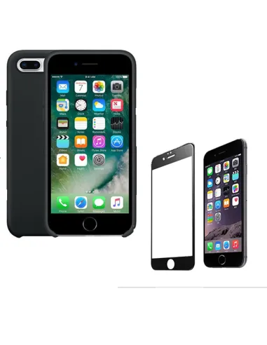 Kit Vidro Premium Full Cover + Capa Silicone Líquido para iPhone 6 / 6S