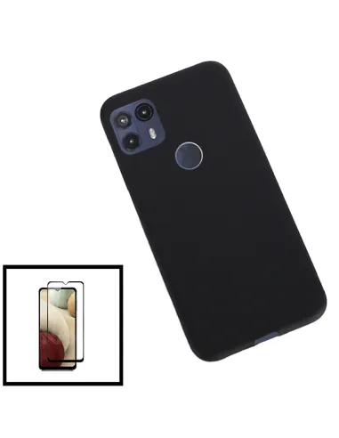 Kit Vidro Premium Full Cover + Capa Silicone Líquido para Motorola Moto G50 5G