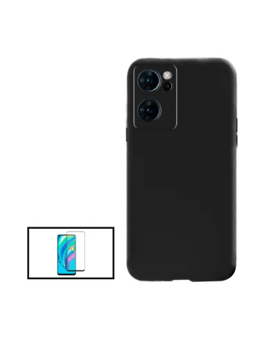 Kit Vidro Premium Full Cover + Capa Silicone Líquido para OnePlus Nord CE 2 5G - Preto