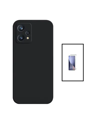 Kit Vidro Premium Full Cover + Capa Silicone Líquido para OnePlus Nord CE 2 Lite 5G - Preto