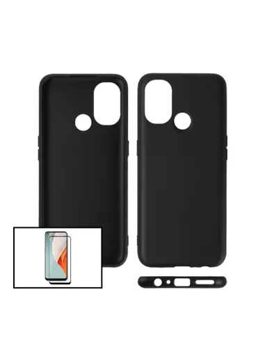 Kit Vidro Premium Full Cover + Capa Silicone Líquido para OnePlus Nord N100