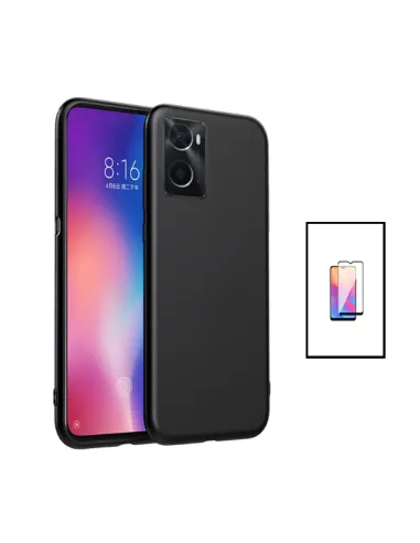 Kit Vidro Premium Full Cover + Capa Silicone Líquido para OnePlus Nord N20 SE - Preto