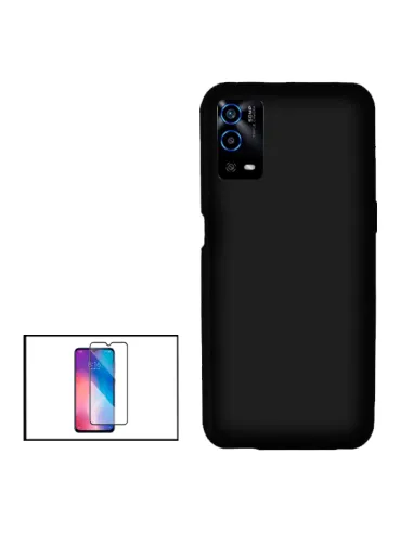 Kit Vidro Premium Full Cover + Capa Silicone Líquido para Oppo A55