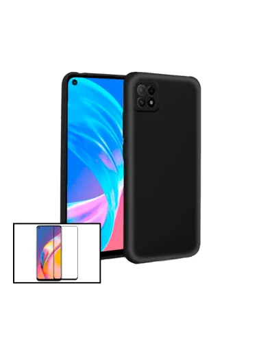 Kit Vidro Premium Full Cover + Capa Silicone Líquido para Oppo A73 5G