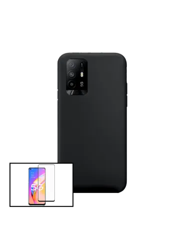 Kit Vidro Premium Full Cover + Capa Silicone Líquido para Oppo A95 5G