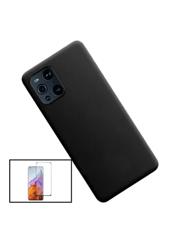 Kit Vidro Premium Full Cover + Capa Silicone Líquido para Oppo Find X3