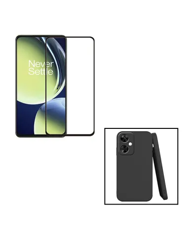 Kit Vidro Premium Full Cover + Capa Silicone Líquido para Oppo K11 - Preto