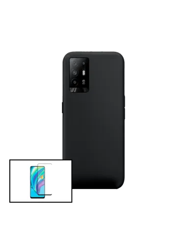 Kit Vidro Premium Full Cover + Capa Silicone Líquido para Oppo Reno5 Z