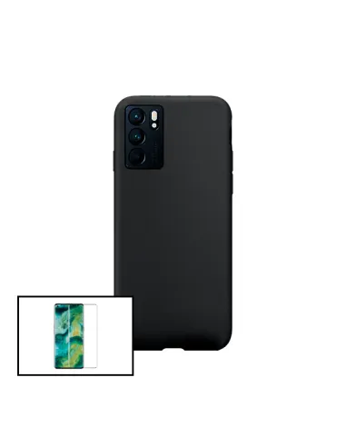 Kit Vidro Premium Full Cover + Capa Silicone Líquido para Oppo Reno6 Pro 5G