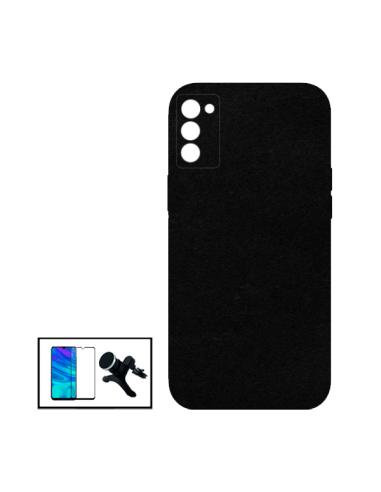 Kit Película de Vidro Temperado 5D Full Cover + Capa Silicone Líquido + Suporte Magnético de Carro Reforçado para Oppo A53S 5G