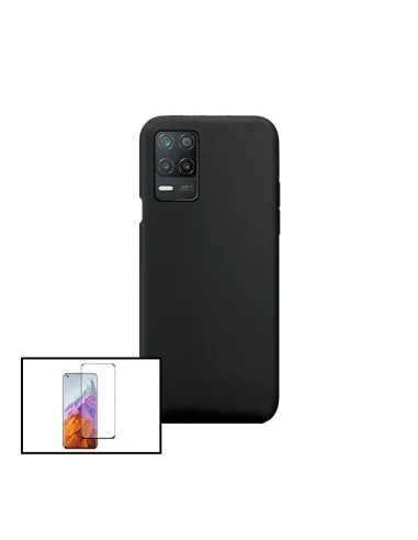 Kit Vidro Premium Full Cover + Capa Silicone Líquido para Realme 8 5G