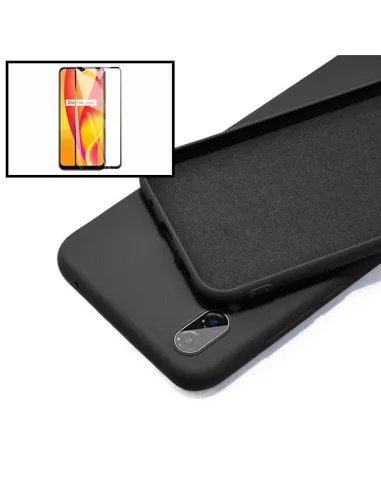 Kit Vidro Premium Full Cover + Capa Silicone Líquido para Samsung Galaxy A02