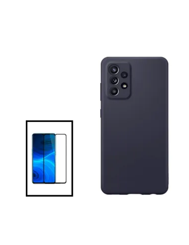 Kit Vidro Premium Full Cover + Capa Silicone Líquido para Samsung Galaxy A23 5G - Preto