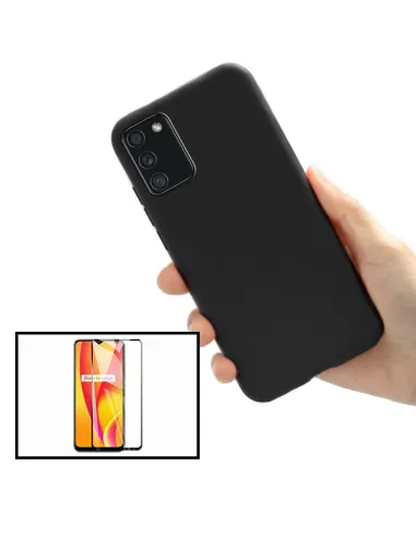 Kit Vidro Premium Full Cover + Capa Silicone Líquido para Samsung Galaxy F02s