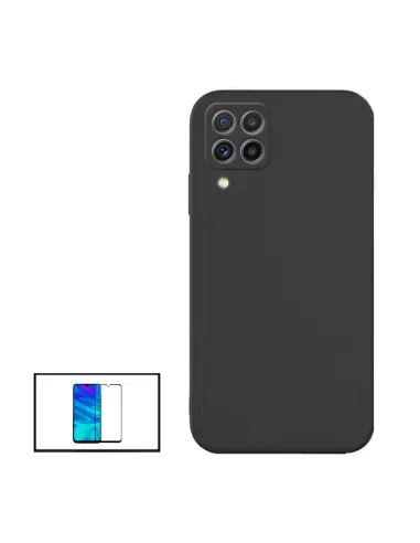 Kit Vidro Premium Full Cover + Capa Silicone Líquido para Samsung Galaxy M22