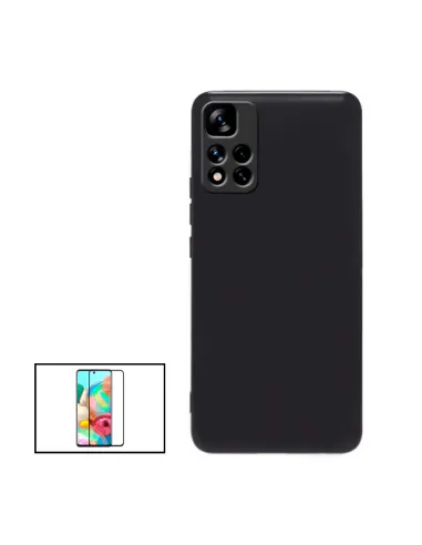 Kit Vidro Premium Full Cover + Capa Silicone Líquido para Xiaomi 11i