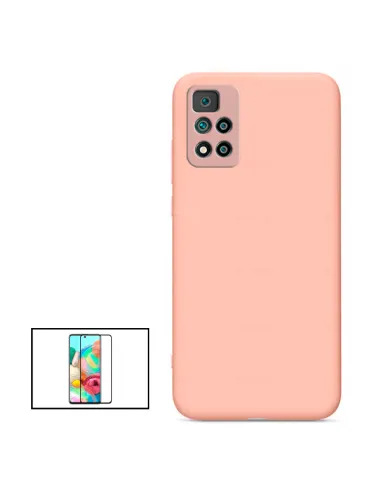 Kit Vidro Premium Full Cover + Capa Silicone Líquido para Xiaomi 11i - Rosa