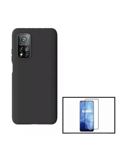 Kit Vidro Premium Full Cover + Capa Silicone Líquido para Xiaomi Mi 10T Pro 5G