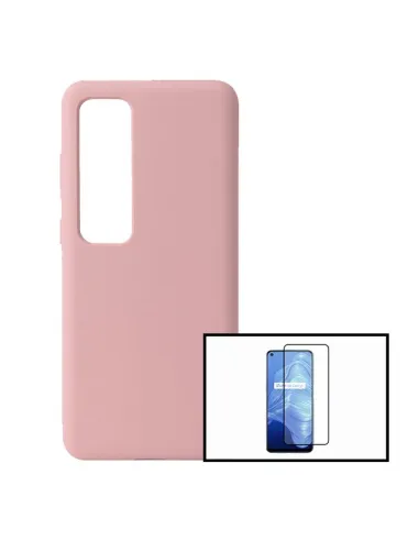 Kit Vidro Premium Full Cover + Capa Silicone Líquido para Xiaomi Mi 10T Pro 5G - Rosa